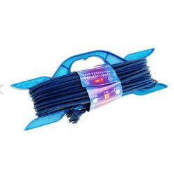 Шнур-Удлинитель на рамке "PowerCube" 10А.1розетка.Синий, морозостойкий.20 м 2*1,00мм2