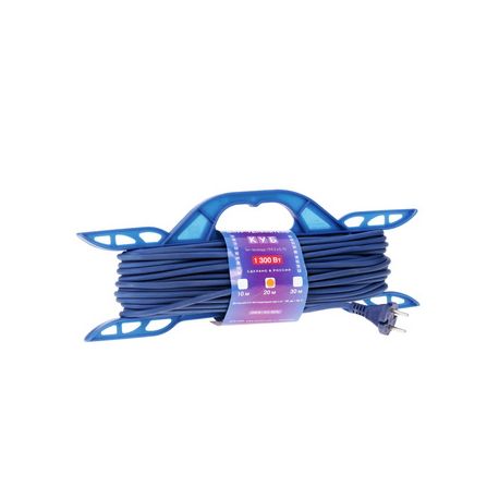 Шнур-Удлинитель на рамке "PowerCube" 6А.1розетка.Синий, морозостойкий.20 м 2*0,75мм2
