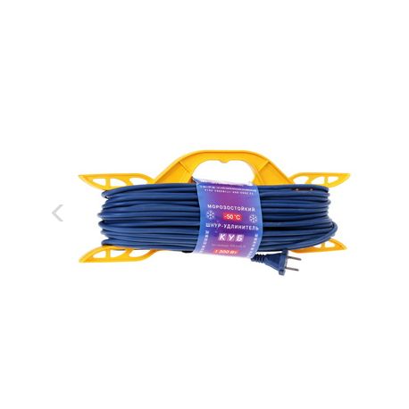 Шнур-Удлинитель на рамке "PowerCube" 6А.1розетка.Синий, морозостойкий.30 м 2*0,75мм2