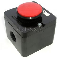 Пост управления кнопочный ПКЕ 222-1 У2, 10А, 660В, 1 элемент, красный гриб, накладной, IP54