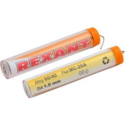 Припой с канифолью Rexant D 1мм, 10 гр (Sn60 Pb40 Flux 2. 2%) 09-3101