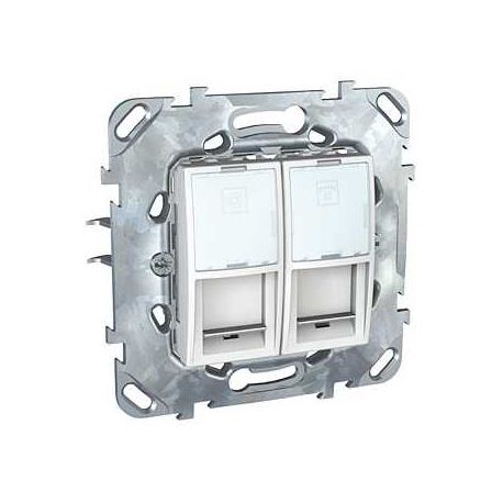 Розетка Schneider Electric Unica  компьютерная 2-местная RJ45 cat.5e алюминий MGU5.2020.30ZD