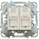 Розетка Schneider Electric Unica компьютерная 2-местная RJ45 cat.5e бежевый MGU5.2020.25ZD