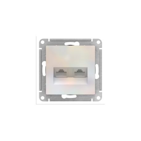 Розетка двойная компьютерная RJ45+RJ45, категория 5E, механизм,  Schneider Electric AtlasDesign жемчуг ATN000485