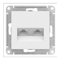 Розетка двойная компьютерная RJ45+RJ45, категория 5E, механизм,  Schneider Electric AtlasDesign цвет белый ATN000185