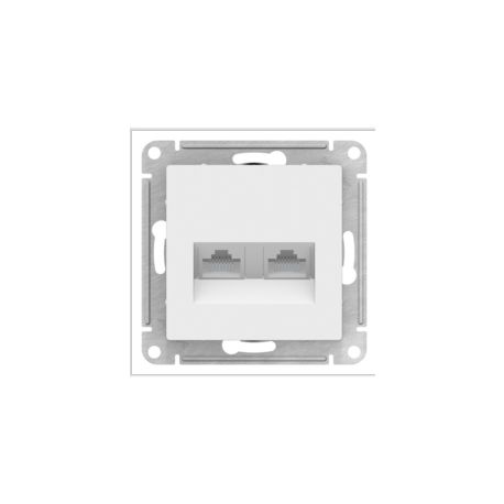 Розетка двойная компьютерная RJ45+RJ45, категория 5E, механизм,  Schneider Electric AtlasDesign цвет белый ATN000185