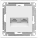 Розетка двойная компьютерная RJ45+RJ45, категория 5E, механизм,  Schneider Electric AtlasDesign цвет белый ATN000185