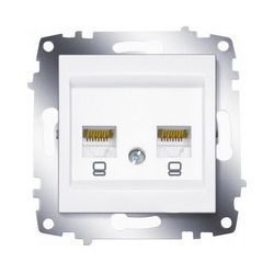 Розетка механизм ABB Cosmo 2-местная RJ45 cat 6 + RJ45 cat 6 белая (Без рамки) 619-010200-248