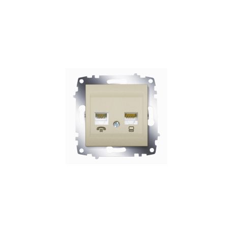 Розетка механизм ABB Cosmo компьютерная + TF 2-местная (RJ45 cat 6 + RJ 11) титаниум 619-011400-249