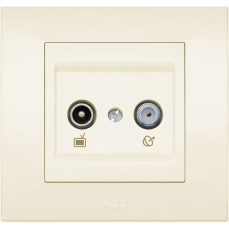 Розетка механизм ABB Cosmo оконечная TV + Спутник кремовая 619-010300-290