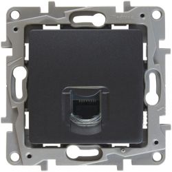 Розетка механизм Legrand Etika компьютерная 1-местная RJ45 кат.6 UTP антрацит 672653