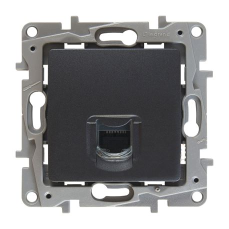 Розетка механизм Legrand Etika компьютерная 1-местная RJ45 кат.6 UTP антрацит 672653