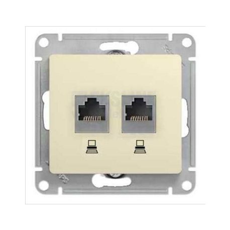 Розетка механизм Schneider Electric Glossa двойная компьютерная RJ45+RJ45, кат.5E бежевый GSL000285KK