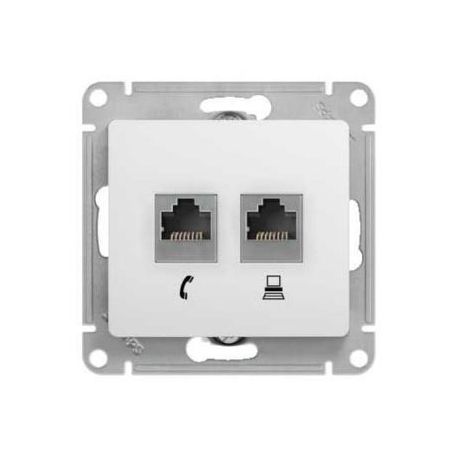 Розетка механизм Schneider Electric Glossa компьютерная + телефонная  RJ11+RJ45, кат.5E белый GSL000185