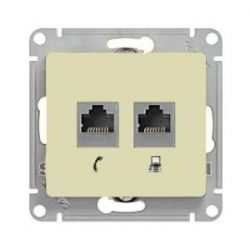 Розетка механизм Schneider Electric Glossa компьютерная + телефонная RJ11+RJ45, кат.5E бежевый GSL000285