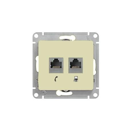 Розетка механизм Schneider Electric Glossa компьютерная + телефонная RJ11+RJ45, кат.5E бежевый GSL000285