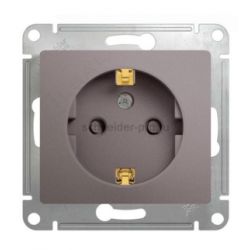 Розетка механизм Schneider Electric Glossa с заземлением со шторками,16А, 250В платина GSL001245