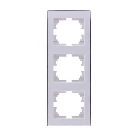 Рамка Lezard Rain 3-местная СП вертикальная белая с боковой вставкой хром 703-0225-153