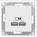 Розетка USB, 5В, 1 порт x 2,1 А, 2 порта х 1,05 А, механизм,  Schneider Electric AtlasDesign цвет белый ATN000133