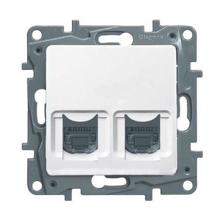 Розетка механизм Legrand Etika компьютерная 2ХRJ45 кат. 5е UTP белая 672255