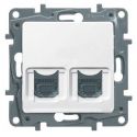 Розетка механизм Legrand Etika компьютерная 2ХRJ45 кат. 5е UTP белая 672255