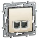 Розетка механизм Legrand Etika компьютерная 2ХRJ45 кат. 5е UTP слоновая кость 672355