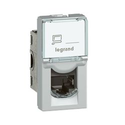 Розетка механизм Legrand Mosaic RJ45 UTP кат.6 1 модуль алюминий 79461