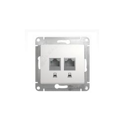 Розетка механизм Schneider Electric Glossa двойная компьютерная RJ45+RJ45, кат.5E, белый GSL000185KK