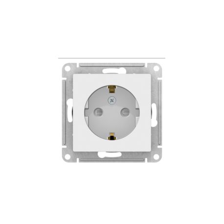 Розетка с заземляющими контактами со шторками, 16А, механизм,  Schneider Electric AtlasDesign цвет белый ATN000145