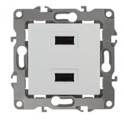 Розетка Устройство зарядное Эра USB, 5В-2100мА, серия Эра12, белый (10/100/2500) 12-4110-01