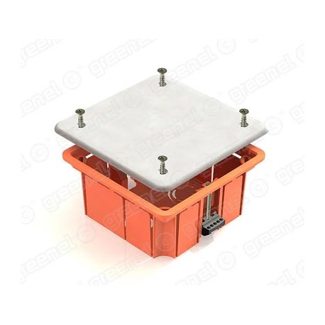 Коробка монтажная разветвительная Greenel  СП 92*92*45 мм для полых стен  квадратная с крышкой  с  пластиковыми лапками   GE4102