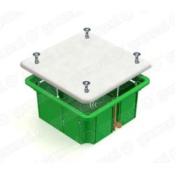 Коробка монтажная разветвительная Greenel  СП 92*92*45 мм м для полых стен квадратная с крышкой с металл. лапки  GE41021 
