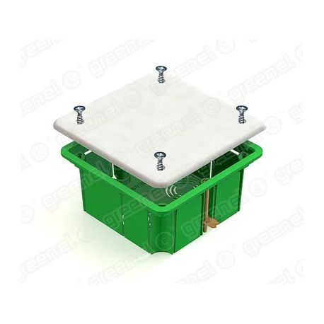 Коробка монтажная разветвительная Greenel  СП 92*92*45 мм м для полых стен квадратная с крышкой с металл. лапки  GE41021 