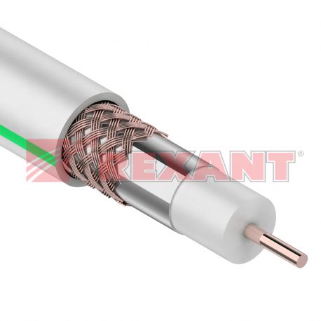 SAT 703 B, Cu/Al/Cu, (75%), 75 Ом белый REXANT кабель (бухта - 10м)