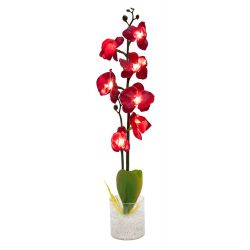 Цветок декоративный Feron PL307 с LED подсветкой "Орхидея в вазе", малиновый цвет
