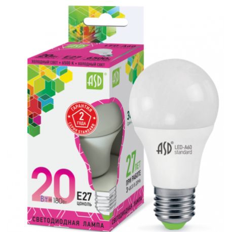 Светодиодная лампа ASD LED-A60-standard 20Вт 230В Е27 6500К 1800Лм