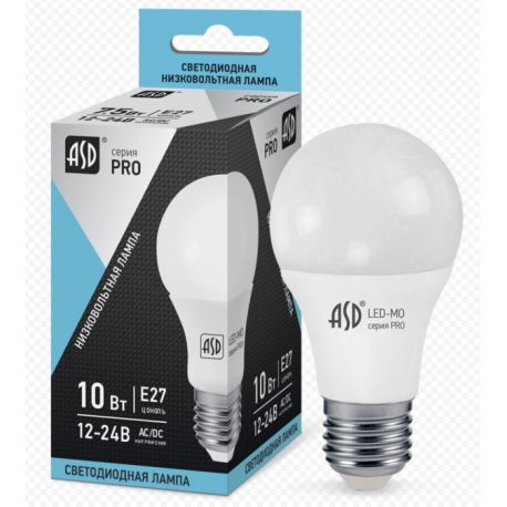 Светодиодная лампа ASD LED-MO-12/24V-PRO 10Вт 12-24В Е27 4000К 800Лм