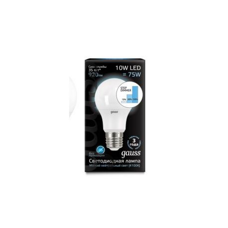 Светодиодная лампа Gauss LED A60 10Вт E27 4100K step dimmable