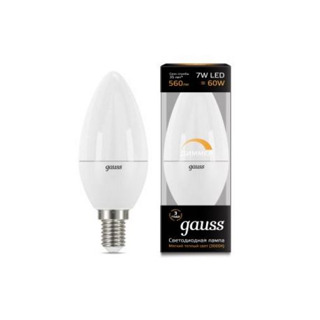 Светодиодная лампа Gauss LED Candle-dim E14 7Вт 3000К диммируемая