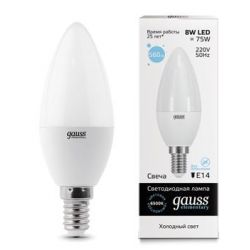 Светодиодная лампа Gauss LED Elementary Candle 8Вт E14 6500K 1/10/100