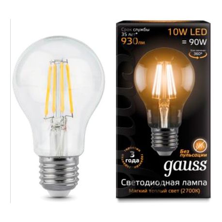 Светодиодная лампа Gauss LED Filament A60 E27 10Вт 2700К