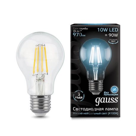 Светодиодная лампа Gauss LED Filament A60 E27 10Вт 4100К