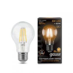 Светодиодная лампа Gauss LED Filament A60 E27 6Вт 2700К