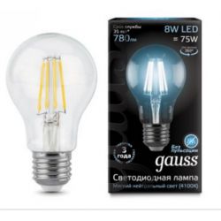 Светодиодная лампа Gauss LED Filament A60 E27 8Вт 4100К