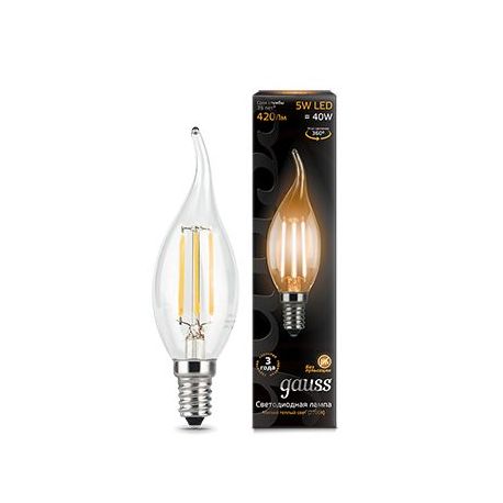 Светодиодная лампа Gauss LED Filament Candle tailed E14 5Вт 2700K/3000К