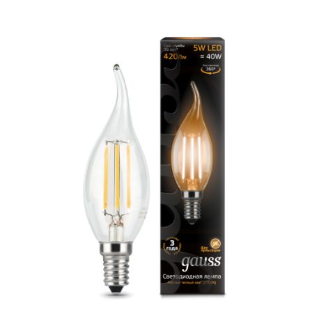 Светодиодная лампа Gauss LED Filament Candle tailed E14 5Вт 4100K