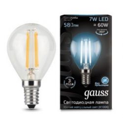 Светодиодная лампа Gauss LED Filament Globe E14 7Вт 4100K 1/10/50