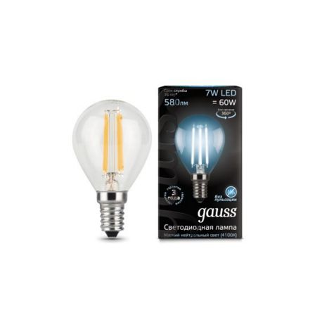 Светодиодная лампа Gauss LED Filament Globe E14 7Вт 4100K 1/10/50