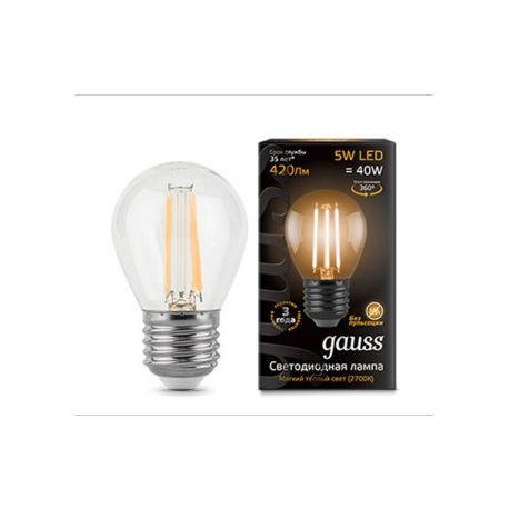 Светодиодная лампа Gauss LED Filament Globe E27 5Вт 2700K/3000К