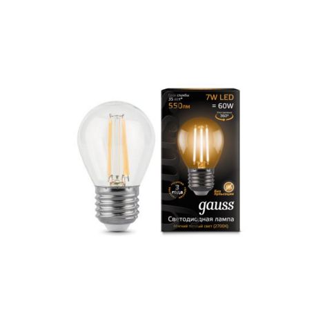 Светодиодная лампа Gauss LED Filament Globe E27 7Вт 2700K